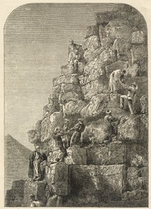 Beklimming van de Grote Piramide, gegraveerd van een foto door English School